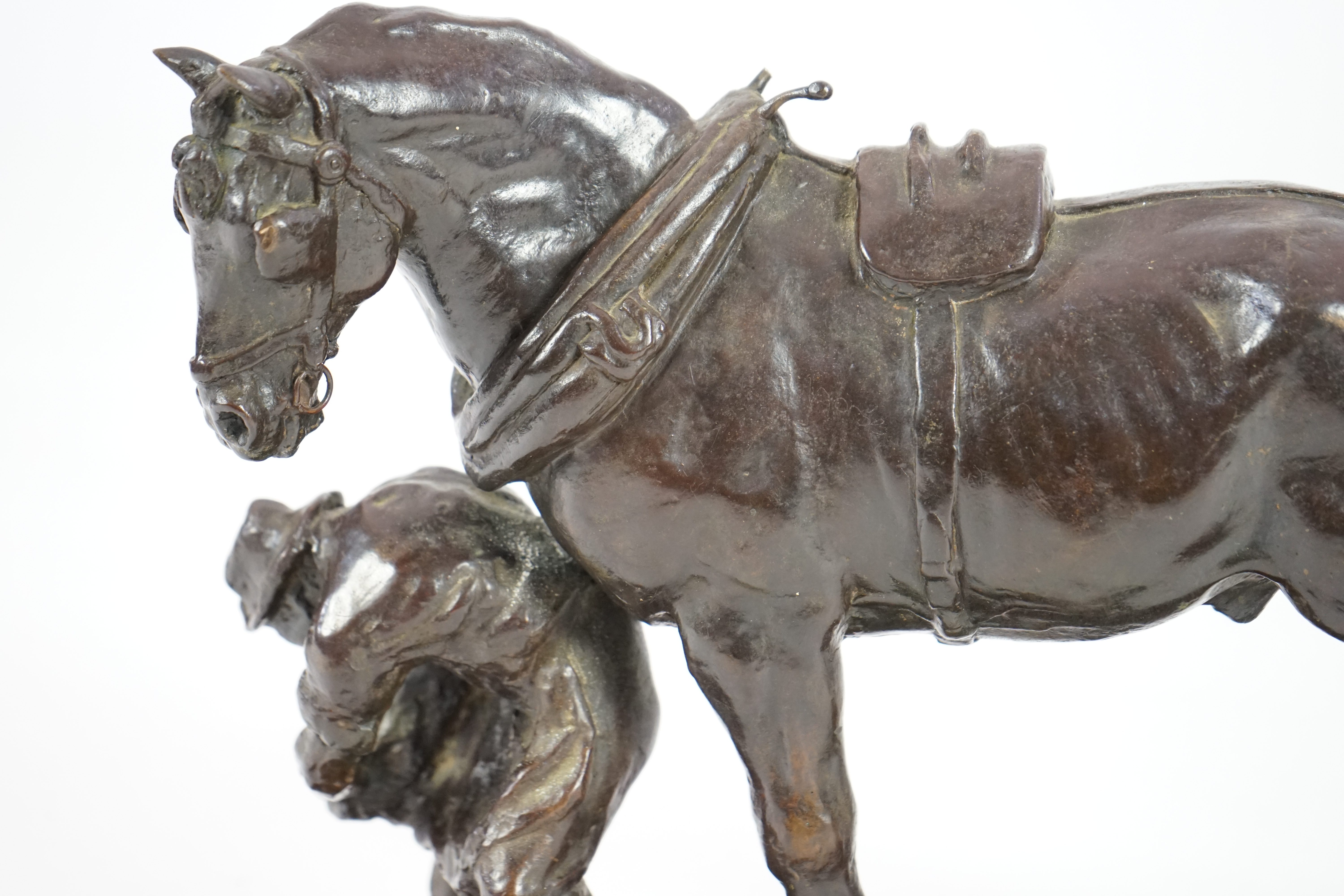 John Rattenbury Skeaping RA (1901-1980). A bronze group, 'Shoeing a cart horse'